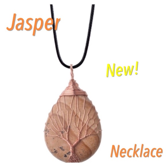 Necklace Jewelry Jasper Stone Wire  Wrap Necklace - Picture 2 of 3